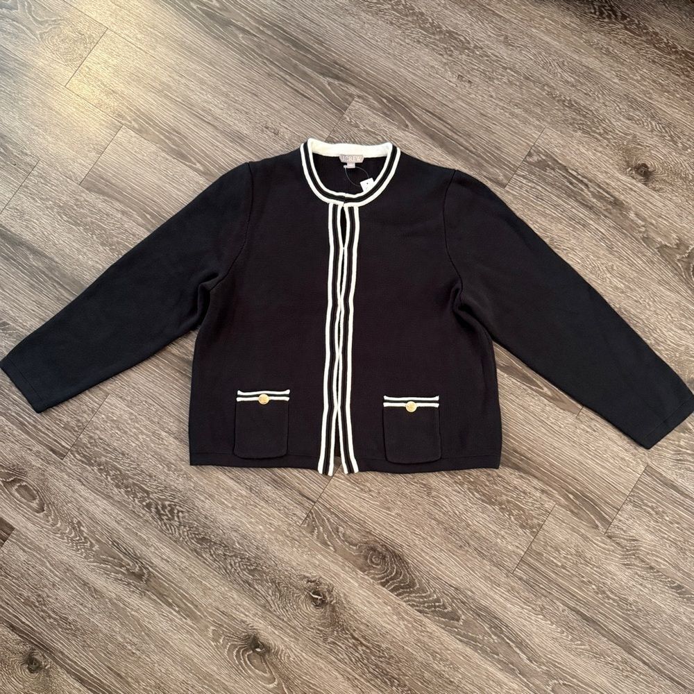 J. Crew Emilie sweater lady jacket with contrast trim New